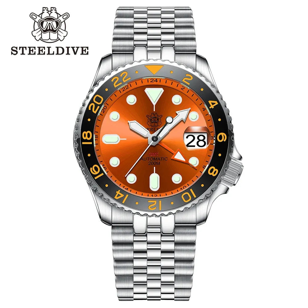 Steeldive reloj hombre automático: Combina un Bisel Super Luminoso, Alta Precisión para Aventuras Globales. REL-060 - Gifteando