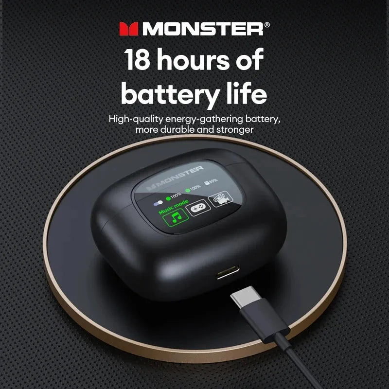 Monster audífonos con Bluetooth 5.4 TWS, alta fidelidad, juegos, deportivos, reducción de ruido, micrófono Aud-069 - Gifteando