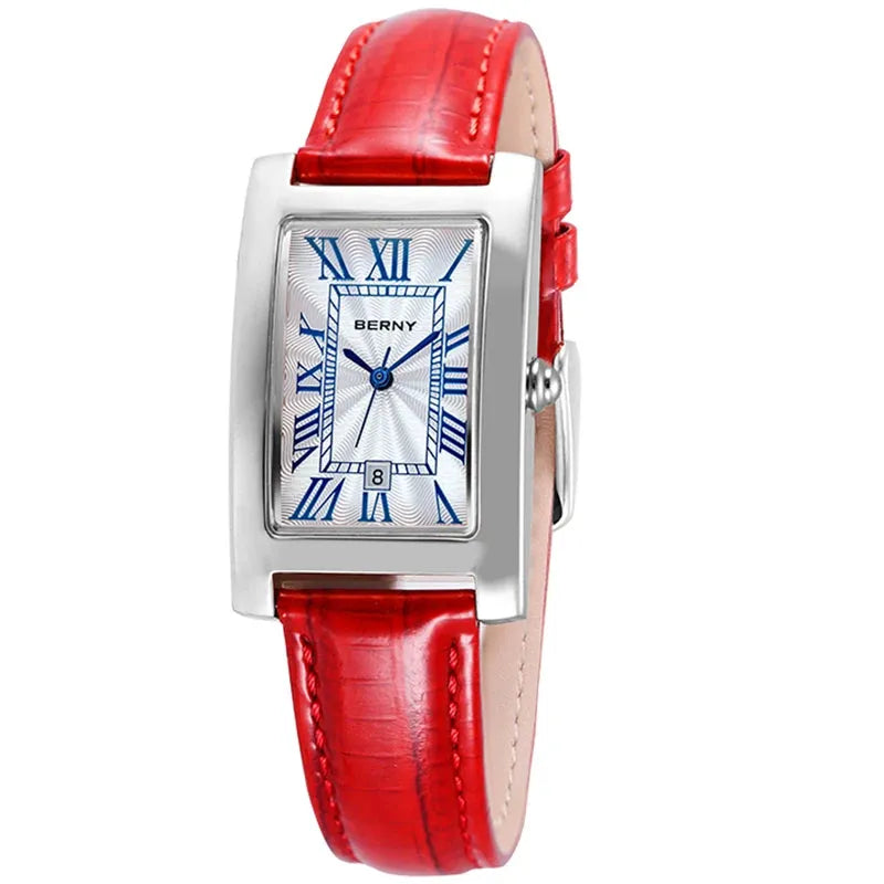 BERNY reloj de cuarzo dama, rectangular, Diseño Elegante con Cristal de Zafiro y Resistencia al Agua. REL-064 - Gifteando