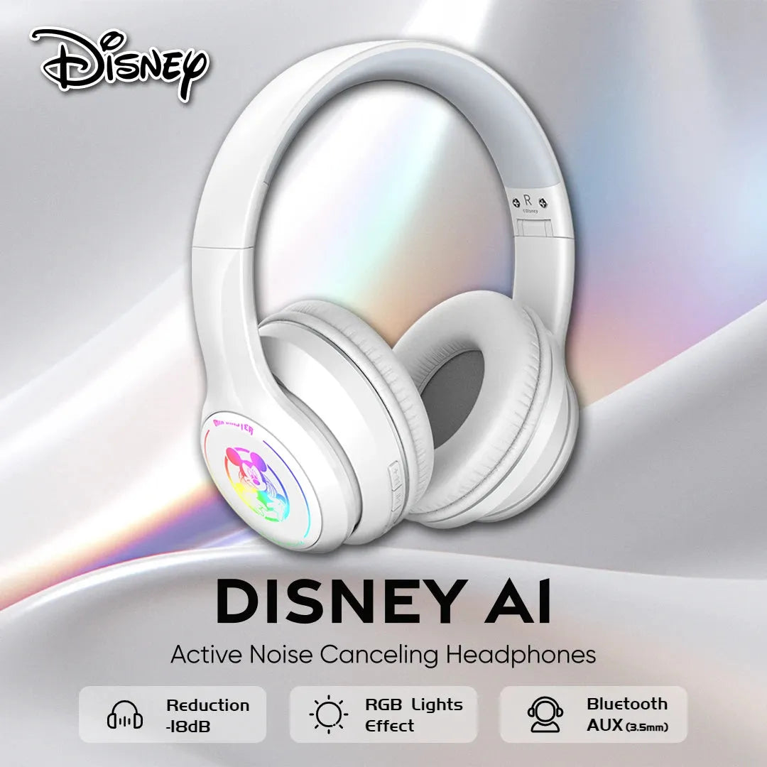 Disney Mickey audífonos sobre oreja, cancelación activa de ruido, con cable ANC HD para llamadas, plegables con micrófono Aud-129 - Gifteando