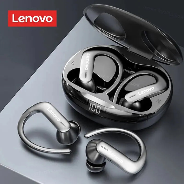 LENOVO Audífonos deportivos, gancho para la oreja, reducción de ruido, impermeables con micrófono AUD-062 - Gifteando