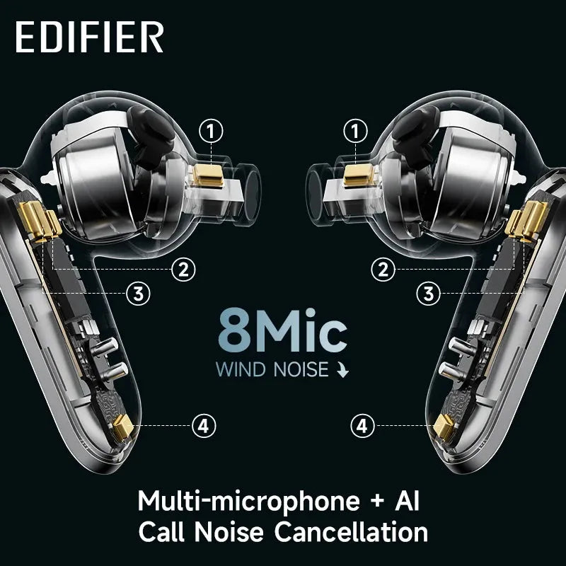 EDIFIER audífonos, in-ear, Cancelación activa de ruido, TWS, LDAC alta definición, 8 micrófonos AUD-079 - Gifteando