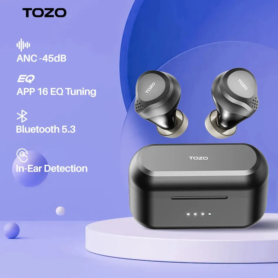 TOZO audífonos in-ear, cancelación activa de ruido híbrida, sonido potente, ecualizador, 72 horas batería AUD-091 - Gifteando