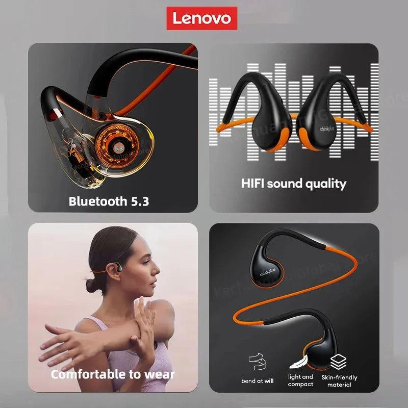 LENOVO originales audífonos de conducción osea, deportivos, gancho para la oreja al aire libre AUD-051 - Gifteando