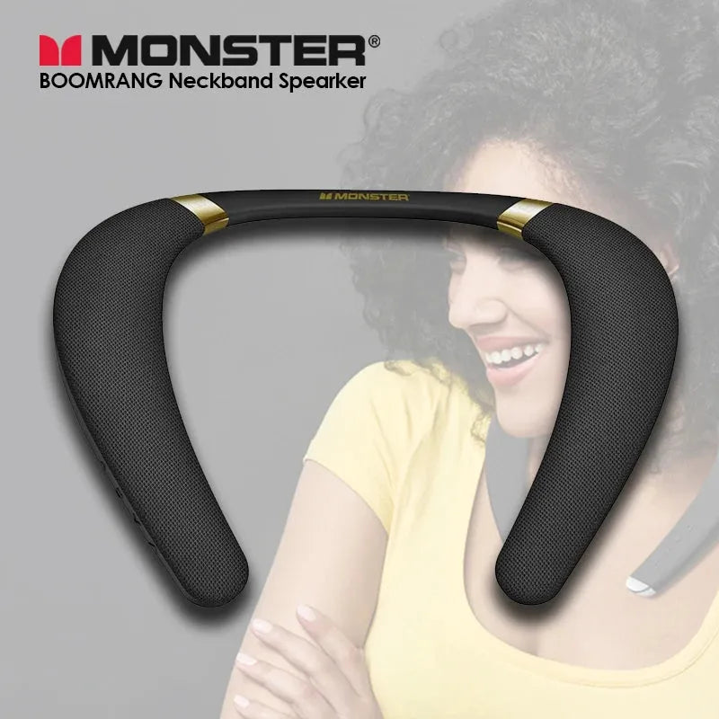 Monster Boomerang , bocina inalámbrica con banda para el cuello y sonido estéreo 3D. Aud-075 - Gifteando