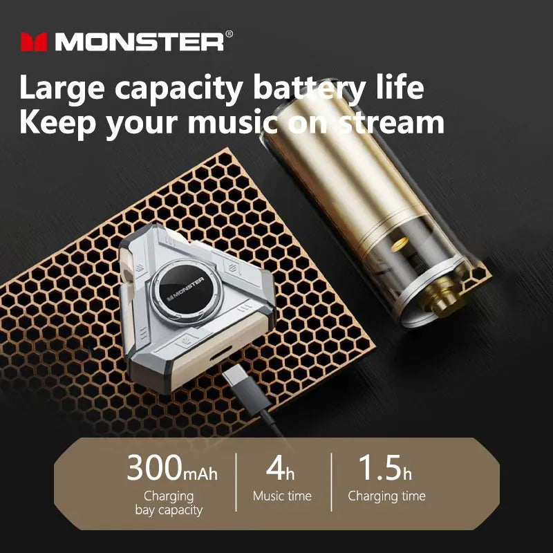 Monster audífonos con Bluetooth 5.4, diseño triangular, TWS con reducción de ruido Aud-072 - Gifteando