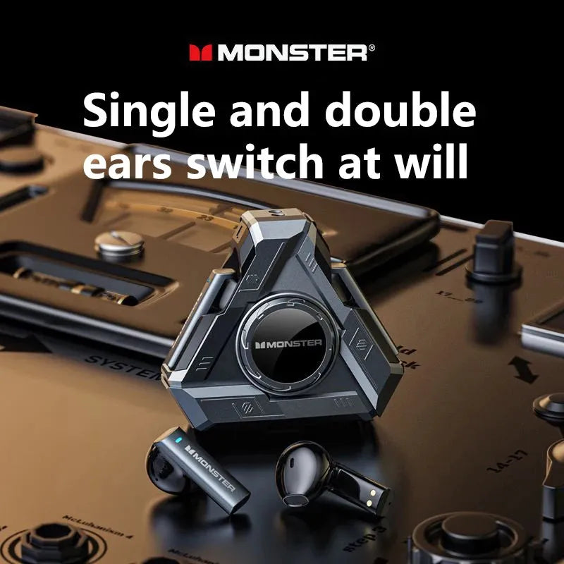 Monster audífonos con Bluetooth 5.4, diseño triangular, TWS con reducción de ruido Aud-072 - Gifteando