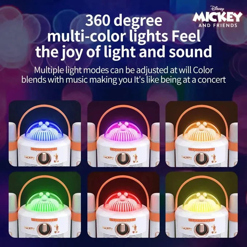 Disney bocina con micrófono, sonido estéreo HIFI, reducción de ruido, luces coloridas, inalámbrico, perfecto para las fiestas AUD-122 - Gifteando