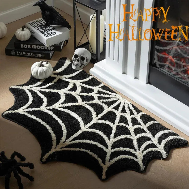 Alfombra de Halloween con Diseño de Telaraña Negra - Gifteando