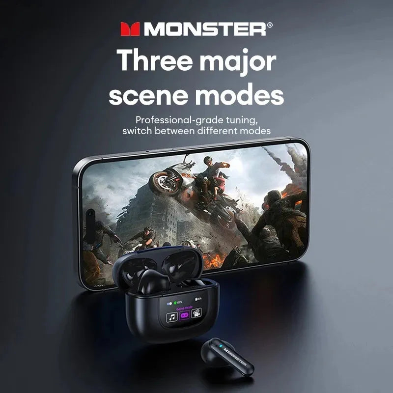 Monster audífonos con Bluetooth 5.4 TWS, alta fidelidad, juegos, deportivos, reducción de ruido, micrófono Aud-069 - Gifteando