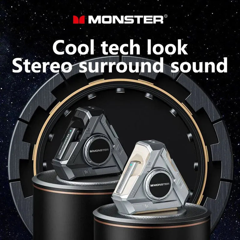 Monster audífonos con Bluetooth 5.4, diseño triangular, TWS con reducción de ruido Aud-072 - Gifteando