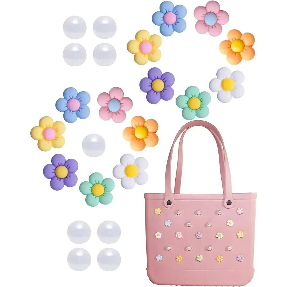 24 Piezas de Charm de Flores y Perlas para Bolsa Multiusos - Gifteando