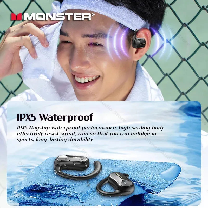 Monster audífonos, abiertos sobre oreja con gancho, BT 5.4, deportivos, resistentes al agua. Aud-077 - Gifteando