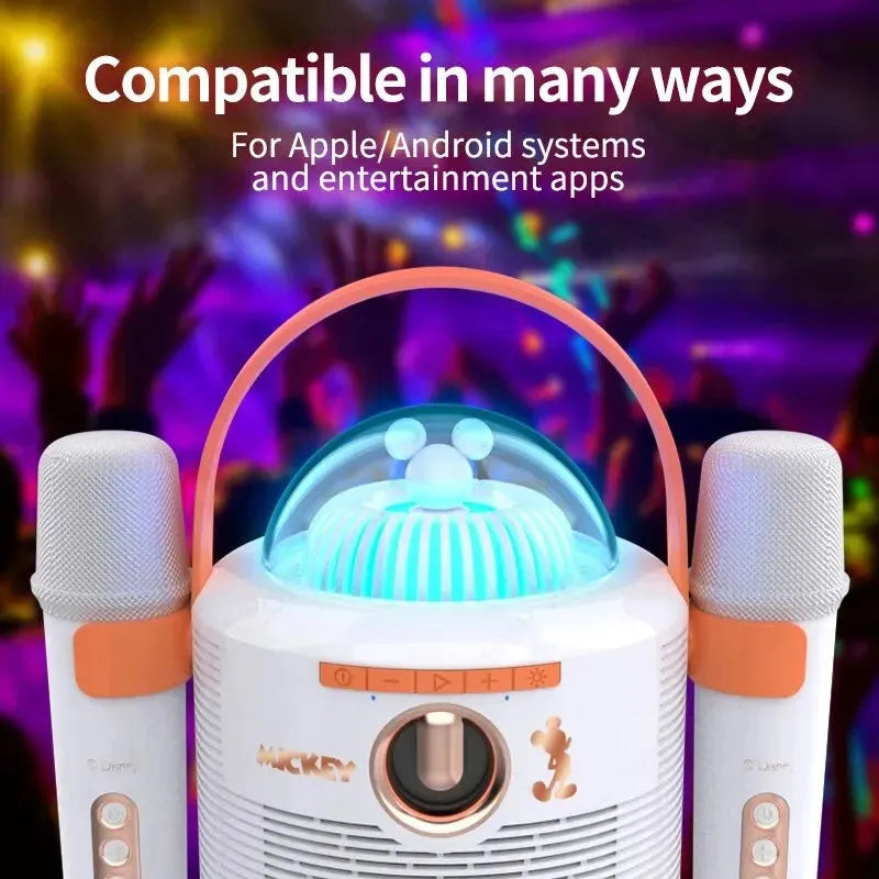 Disney bocina con micrófono, sonido estéreo HIFI, reducción de ruido, luces coloridas, inalámbrico, perfecto para las fiestas AUD-122 - Gifteando